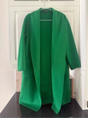 LAMARQUE THARA SHAWL COLLAR WOOL COAT XXS in vibrant green LIKE NEW